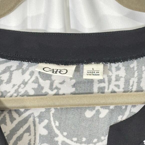 Cato Black White Paisley Print Sleeveless Shift Dress Size Large - Picture 3 of 4